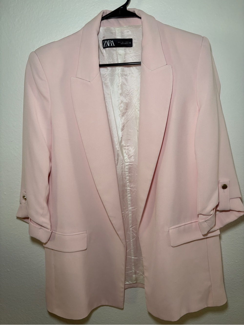 Zara Light Pink Tailored Blazer Jacket